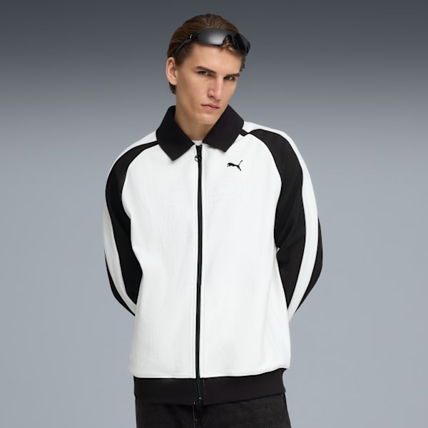 T7 Relaxed Wing Collar Track Jacket Unisex, PUMA White-PUMA Black, extralarge-GBR