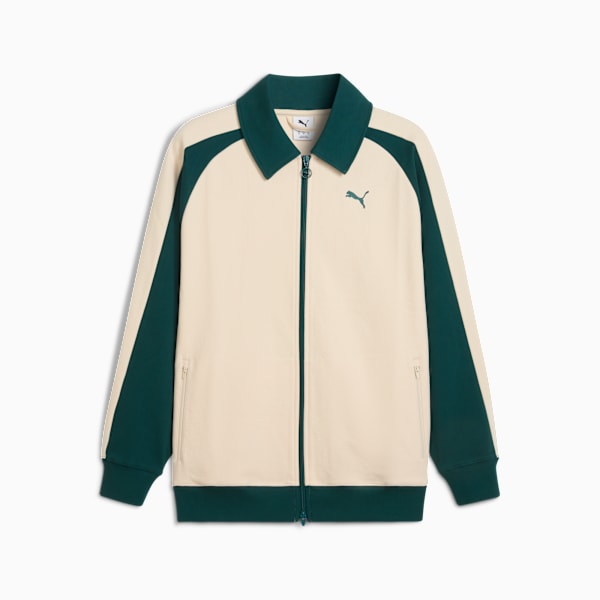 T7 Relaxed Wing Collar Track Jacket Unisex, Alpine Snow-Green Terrain, extralarge