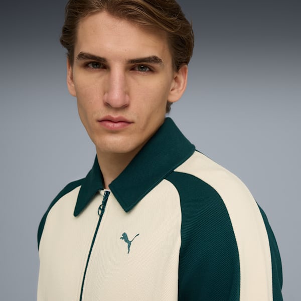 T7 Relaxed Wing Collar Track Jacket Unisex, Alpine Snow-Green Terrain, extralarge