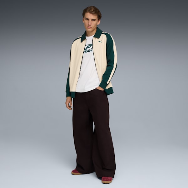 T7 Relaxed Wing Collar Track Jacket Unisex, Alpine Snow-Green Terrain, extralarge