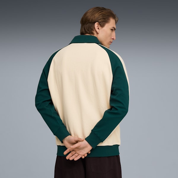 T7 Relaxed Wing Collar Track Jacket Unisex, Alpine Snow-Green Terrain, extralarge