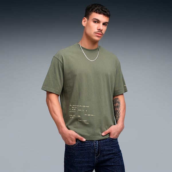 House of Graphics Men’s Relaxed Cotton Tee, Loden Green, extralarge-IND