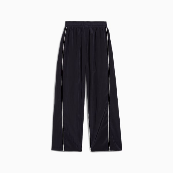 Black PUMA trousers for adults with white stripe detail and a relaxed fit.