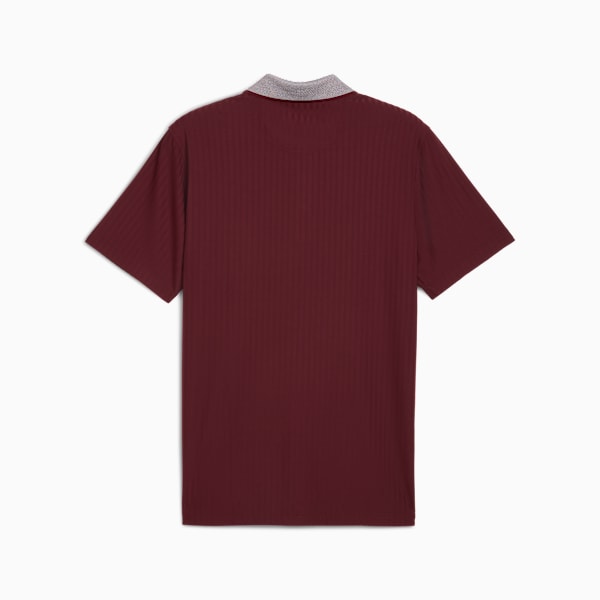 MATTR Stripe Jacquard Golf Polo Men, Ruby Shimmer, extralarge-GBR