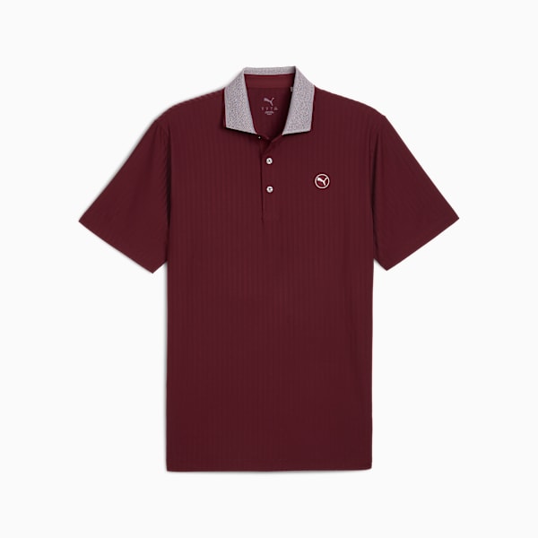 MATTR Stripe Jacquard Golf Polo Men, Ruby Shimmer, extralarge-GBR
