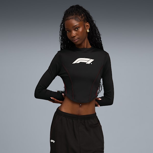 F1® Wmns LR LS Corset Top Women, PUMA Black, extralarge