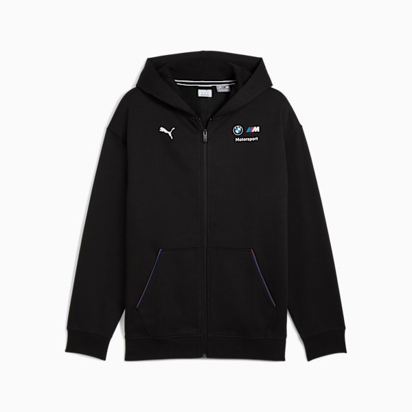 BMW M Motorsport Essentials Men's Full-Zip Hooded Jacket, PUMA Black, extralarge-IND