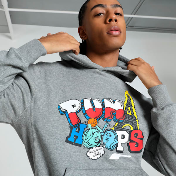 Paris Graphic Men's Basketball Hoodie, Medium Gray Heather, extralarge-IND