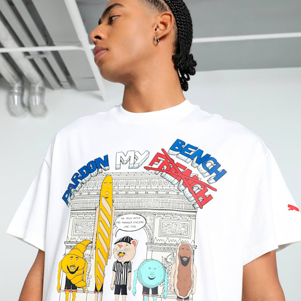 Paris Pardon My French Men's Oversized Basketball Tee, PUMA White, extralarge-IND