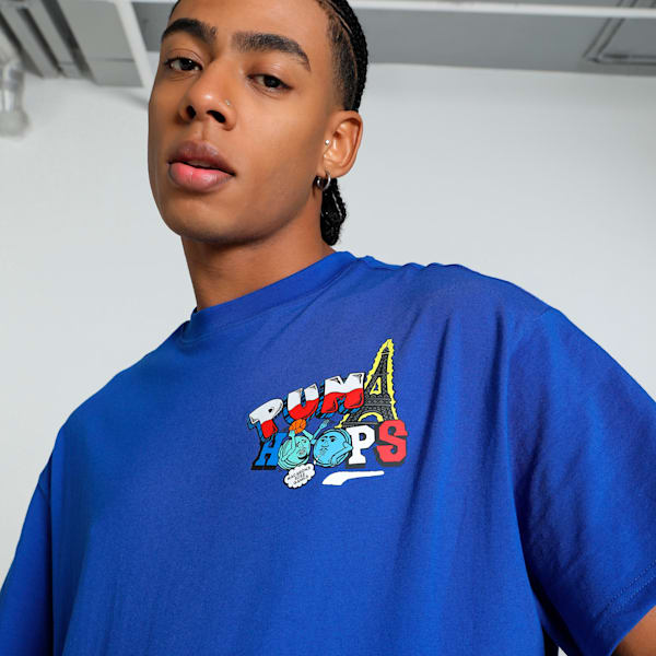 Paris Pastry Men's Oversized Basketball Tee, Vivid Blue, extralarge-IND