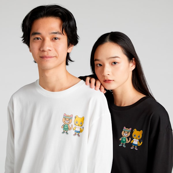 ユニセックス NEKO-san x DYLAN グラフィック 長袖 Tシャツ, PUMA Black, extralarge-JPN