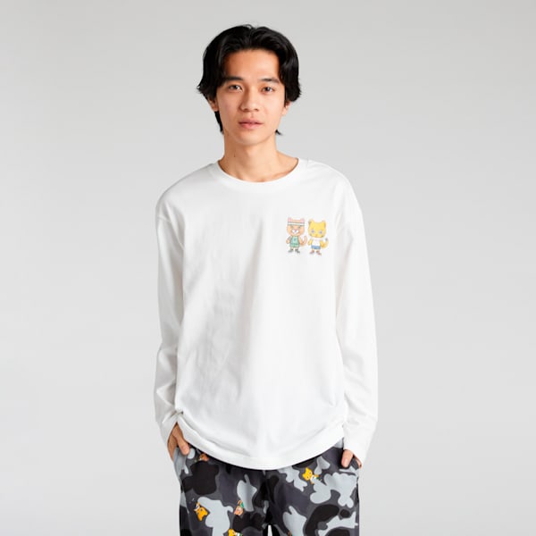 ユニセックス NEKO-san x DYLAN グラフィック 長袖 Tシャツ, PUMA White, extralarge-JPN