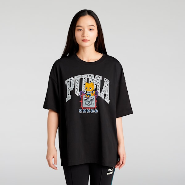 ユニセックス NEKO-san x DYLAN プーマ グラフィック オーバー 半袖 Tシャツ, PUMA Black, extralarge-JPN
