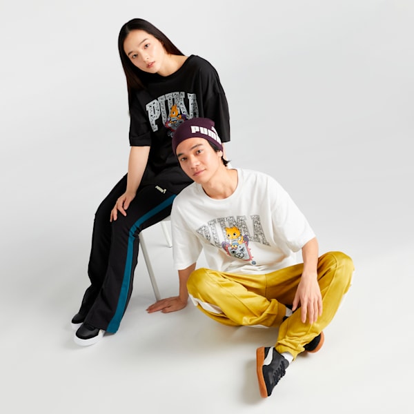 ユニセックス NEKO-san x DYLAN プーマ グラフィック オーバー 半袖 Tシャツ, PUMA Black, extralarge-JPN