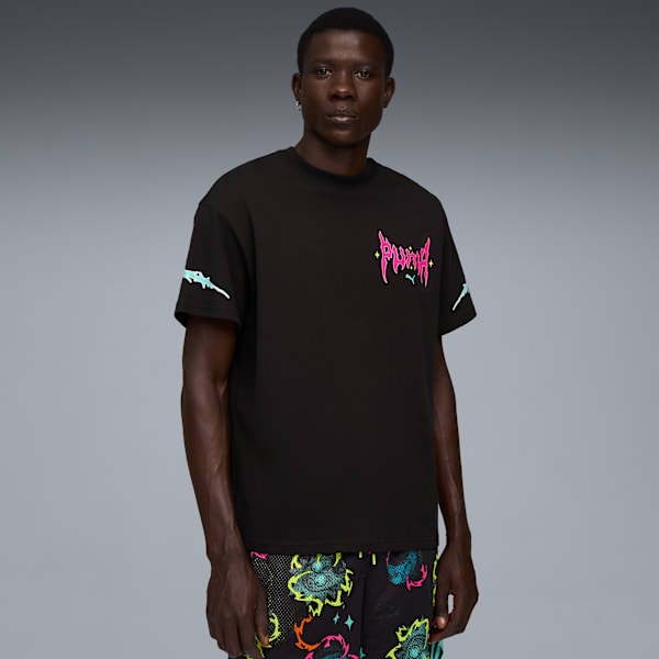 PUMA x Rick and Morty Men’s Oversized Basketball Tee, PUMA Black, extralarge-IND