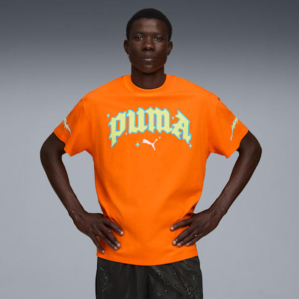 PUMA x RICK AND MORTY Basketball Tee Men II, Rickie Orange, extralarge-GBR