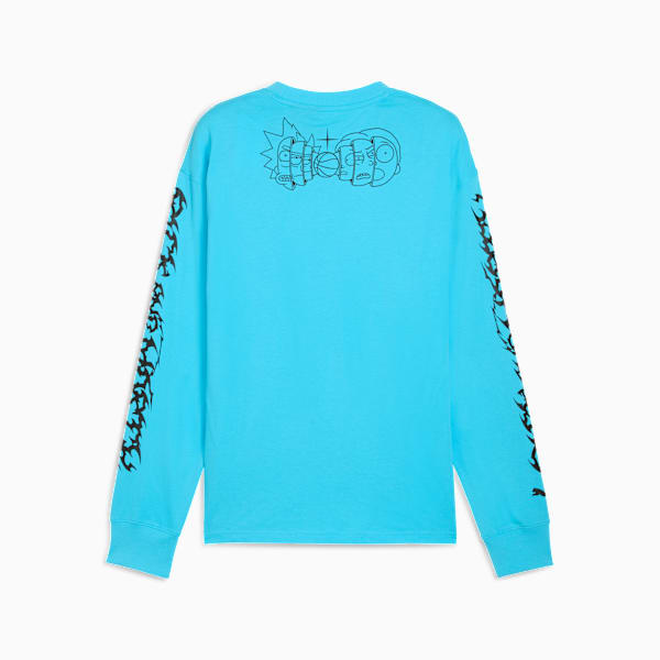 PUMA HOOPS x RICK AND MORTY Long Sleeve Basketball Tee Men, Bright Aqua, extralarge-GBR