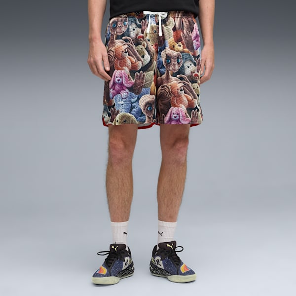 Hoops x E.T. Men's Reversible Basketball Shorts, PUMA Black-AOP, extralarge