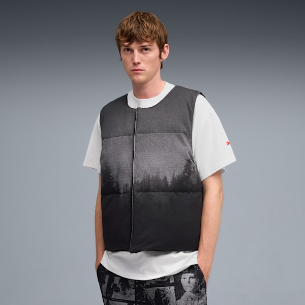 Hoops x E.T. Men's Puffer Vest, PUMA Black-AOP, extralarge