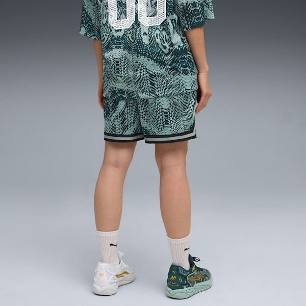 PUMA HOOPS x HARRY POTTER™ Shorts Women, Green Terrain-AOP, extralarge