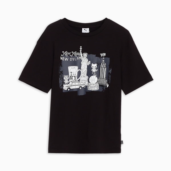 ユニセックス NEKO-san x DYLAN NY グラフィック 半袖 Tシャツ, PUMA Black, extralarge-JPN