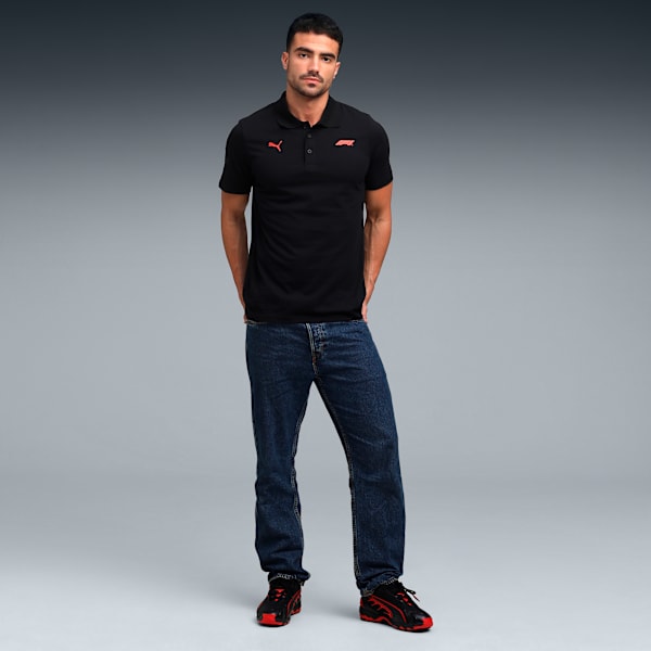 F1 Essentials Men's Cotton Logo Polo, PUMA Black, extralarge-IND