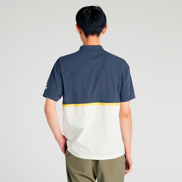 メンズ ゴルフ FOG パネル カラー リラックス モックネック 半袖 シャツ, Strong Gray-Warm White, extralarge-JPN