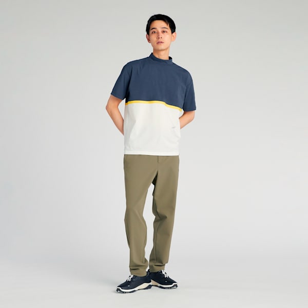 メンズ ゴルフ FOG パネル カラー リラックス モックネック 半袖 シャツ, Strong Gray-Warm White, extralarge-JPN