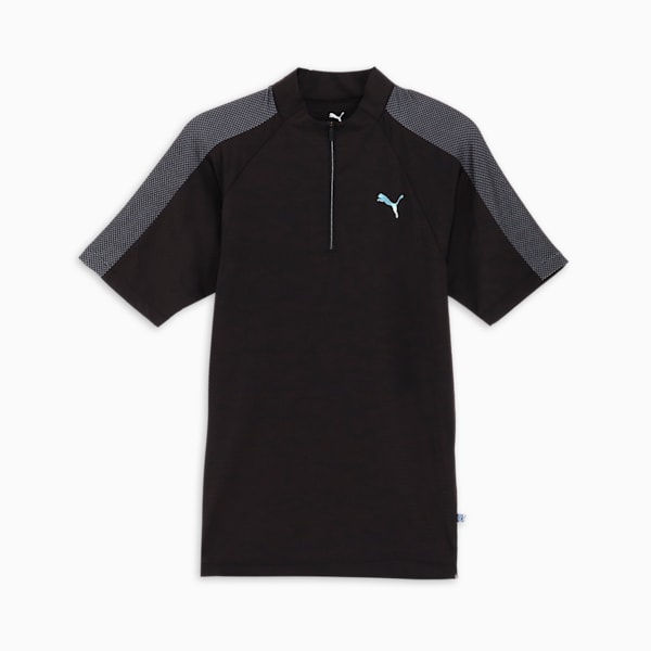 メンズ ゴルフ PF テック ライン クォータージップ 3D モックネック 半袖 シャツ, PUMA Black, extralarge-JPN
