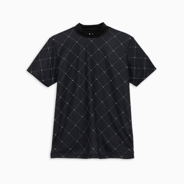 メンズ ゴルフ SB アーガイル AOP モックネック 半袖 シャツ, PUMA Black, extralarge-JPN