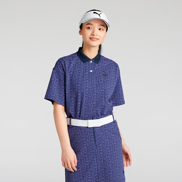ウィメンズ ゴルフ FOG ジャガード AOP 半袖 ポロシャツ, Deep Navy, extralarge-JPN