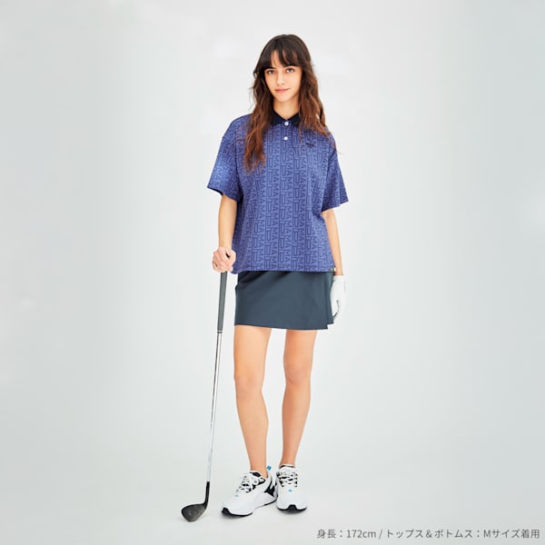 ウィメンズ ゴルフ FOG ジャガード AOP 半袖 ポロシャツ, Deep Navy, extralarge-JPN