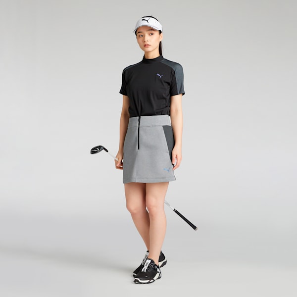 ウィメンズ ゴルフ PF テック ライン 3D モックネック 半袖 シャツ, PUMA Black, extralarge-JPN