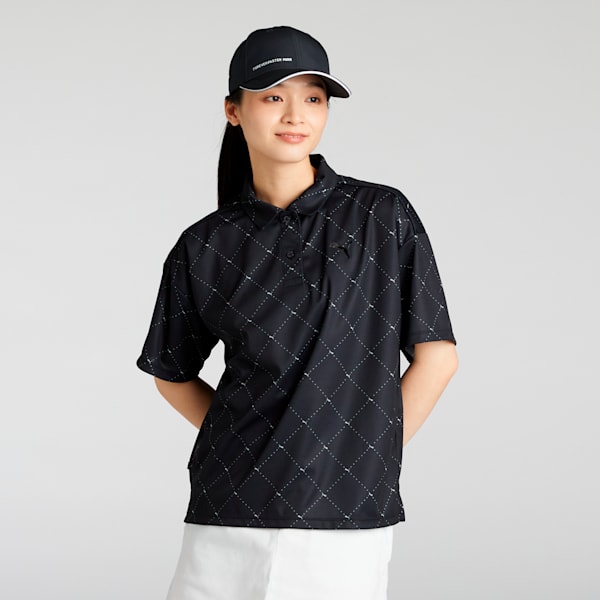 ウィメンズ ゴルフ SB アーガイル AOP 半袖 ポロシャツ, PUMA Black, extralarge-JPN