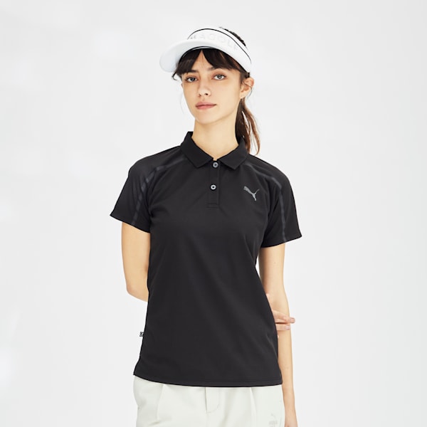 ウィメンズ ゴルフ SB バックプリント ライン 半袖 ポロシャツ, PUMA Black, extralarge-JPN