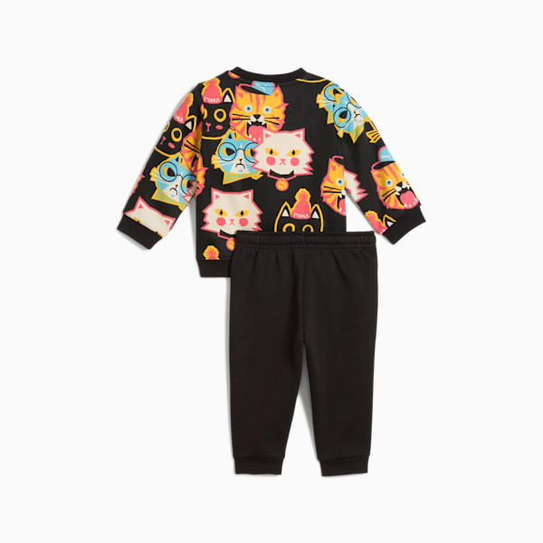 Conjunto de sudadera Moody Cat AOP para infantes, PUMA Black, extralarge