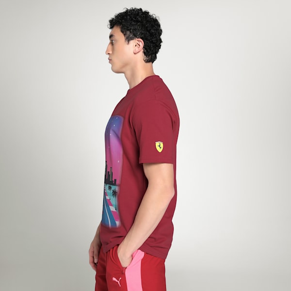 Scuderia Ferrari Miami Men's Motorsport Relaxed Fit Graphic Tee, Dark Crimson, extralarge-IND