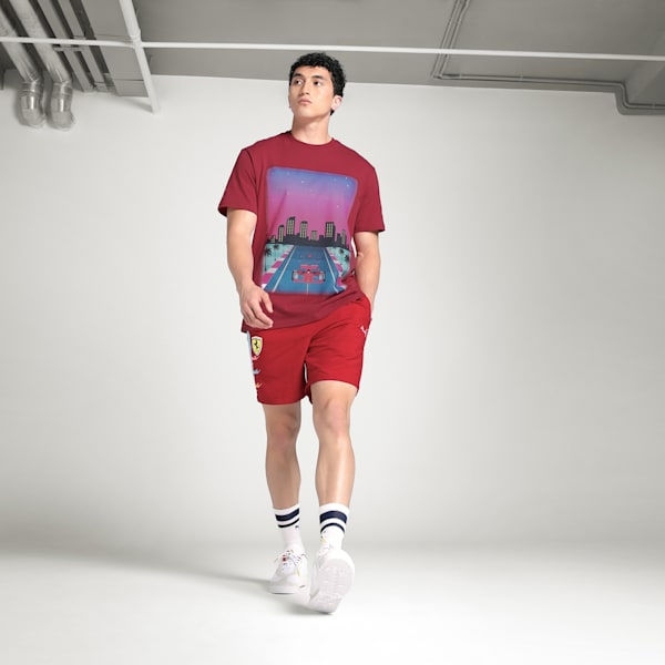 Scuderia Ferrari Miami Men's Motorsport Relaxed Fit Graphic Tee, Dark Crimson, extralarge-IND
