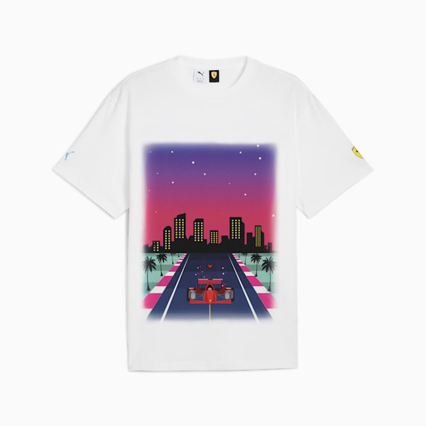 Scuderia Ferrari Miami Men's Motorsport Relaxed Fit Graphic Tee, PUMA White, extralarge-IND
