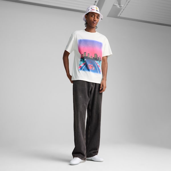Scuderia Ferrari Miami Men's Motorsport Relaxed Fit Graphic Tee, PUMA White, extralarge-IND