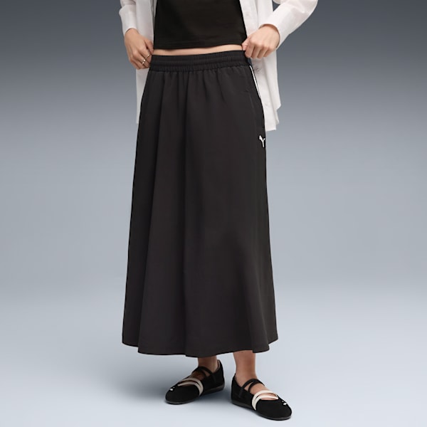T7 Woven Midi Skirt Women, PUMA Black, extralarge