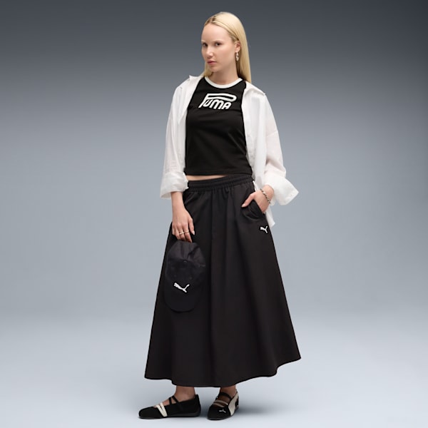 T7 Woven Midi Skirt Women, PUMA Black, extralarge