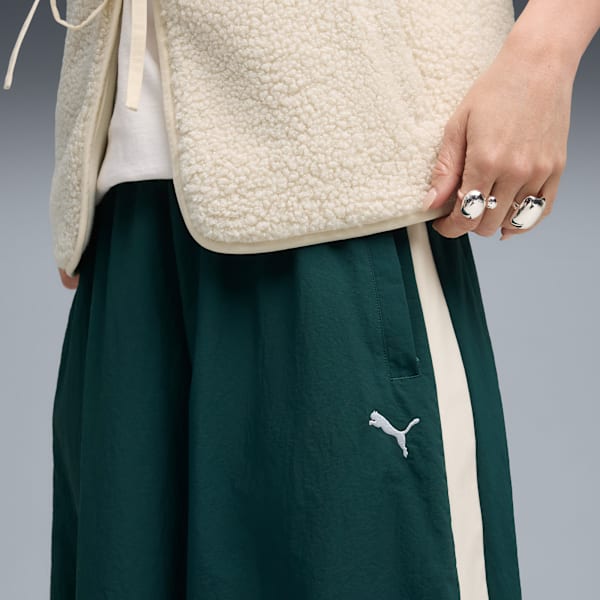 T7 Woven Midi Skirt Women, Green Terrain, extralarge
