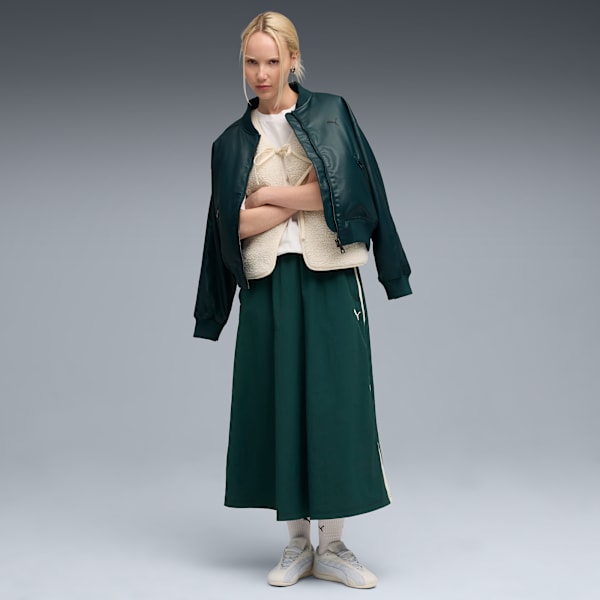 T7 Woven Midi Skirt Women, Green Terrain, extralarge