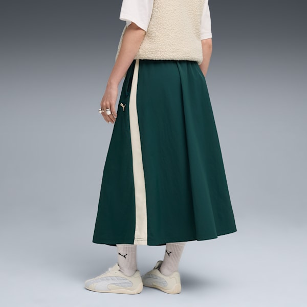 T7 Woven Midi Skirt Women, Green Terrain, extralarge