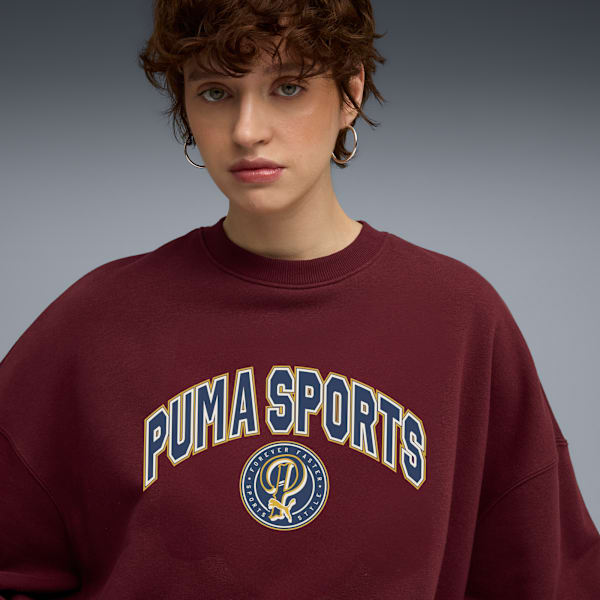 Sports Legacy II Women’s Oversized Crew Sweatshirt, Ruby Shimmer, extralarge-IND