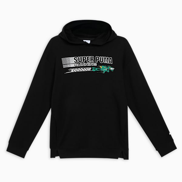 SUPER PUMA Kids' Relaxed Fit Graphic Hoodie, PUMA Black, extralarge-IND