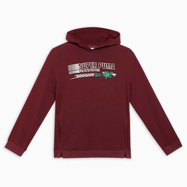 SUPER PUMA Kids' Relaxed Fit Graphic Hoodie, Ruby Shimmer, extralarge-IND