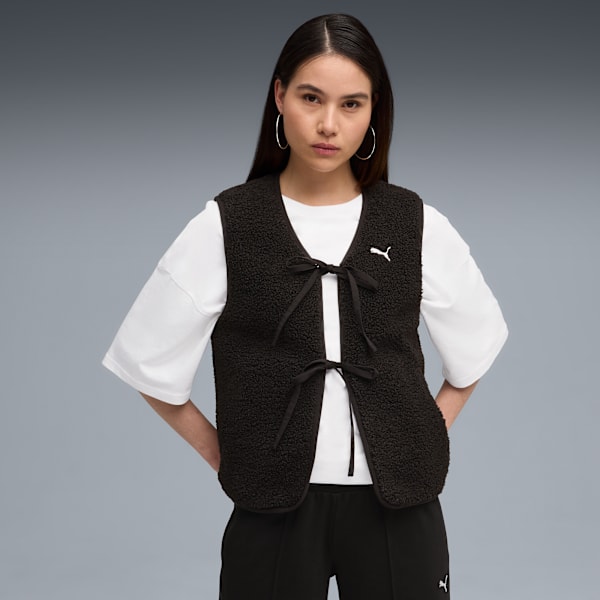 PUMA Wardrobe Essentials Women's Fleece Vest, PUMA Black, extralarge