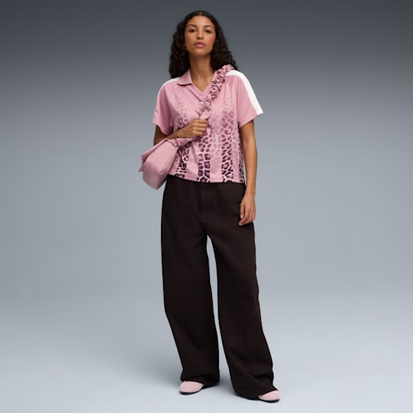 LEO LUXE Football Jersey Women, Poised Pink-AOP, extralarge
